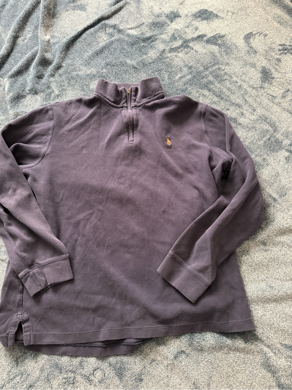 Ralph Lauren Navy Blue Half-Zip Polo Sweatshirt with Embroidered Pony